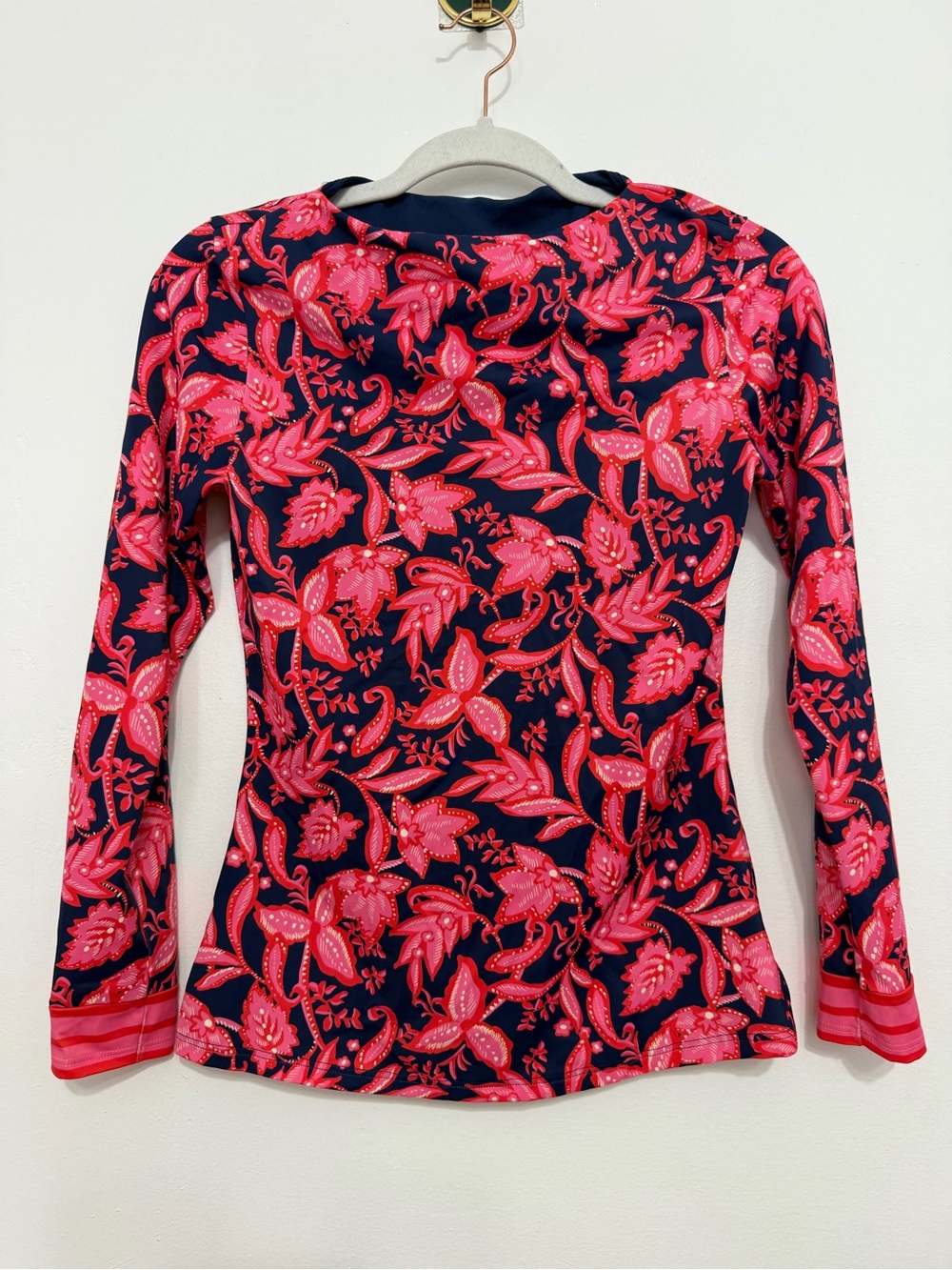NWOT BODEN Women's Navy & Pink Floral Long-Sleeve Top